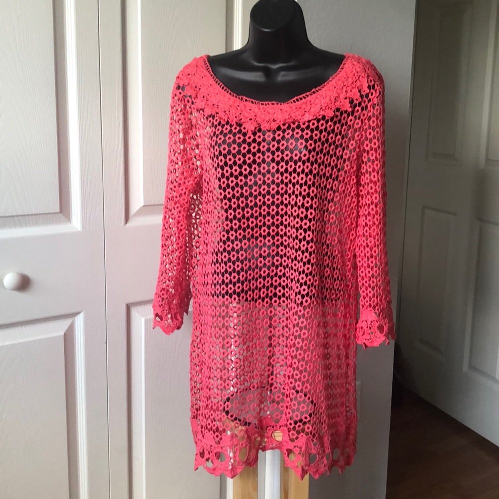 Simply Irresistable Coral Crochet Cover Up